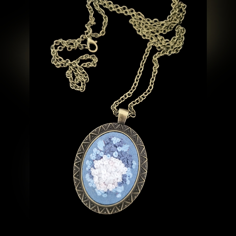 Something Blue Hale Finery Hand Embroidered Necklace